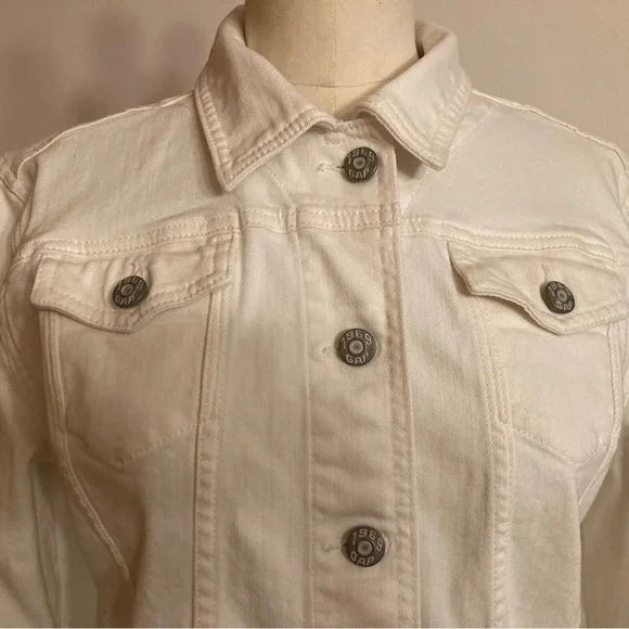 GAP Optic White Denim Trucker Jacket Monogram Coastal Cowgirl Western Rodeo - Picture 9 of 13